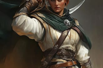 draw dnd character art and game character art