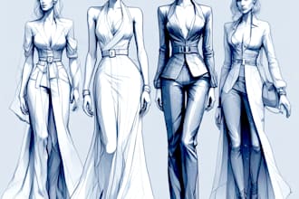 draw a fashion illustration or sketch of a figure in clothes