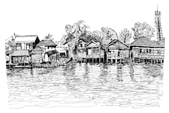 draw architectural, urban, cityscape sketch