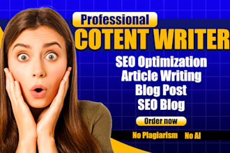 be your SEO website content writer, blog post and article writer upto 5000 words