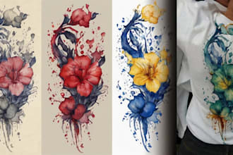 draw a custom watercolor tattoo design