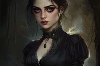 draw black and white dark horror fantasy art