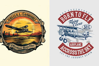 make vintage airplane aviation logo