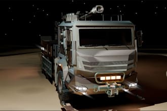 create realistic military truck model, aeroplane, army car model, car rendering