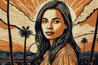 draw your portrait photo in linocut style