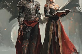 depict figures and animals from fantasy character art