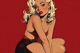 draw a pin up girl and pin up girl illustration