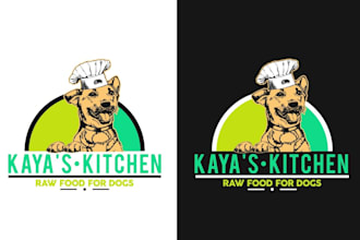 create a unique mascot kitchen restaurant logo design