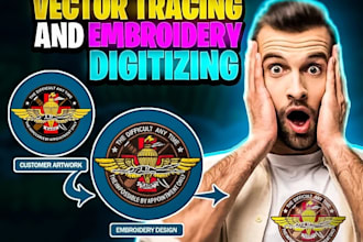 do high quality embroidery digitizing design or logo into dst, pes, jef files