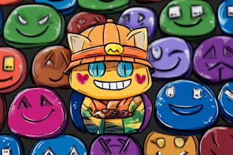draw custom cute kawaii sticker designs cartoon logo art
