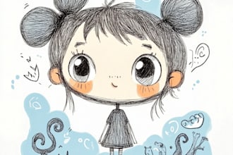 draw cute kawaii character, animal, food doodle stickers