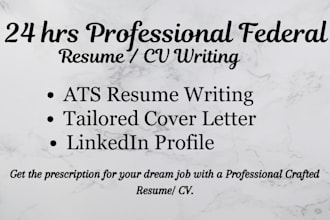 deliver ats federal resume writing service for usajobs and cover letter writing