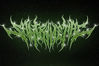 create chrome metallic black slaming, goregrind, brutal death metal logo design