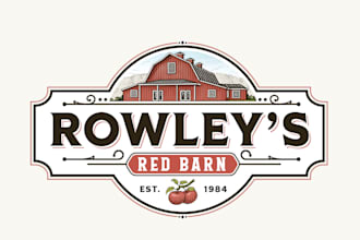 design unique red barn vintage logo