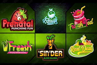 design juice bar, fruit, restaurant, drinks, and vegetable shop logo for you