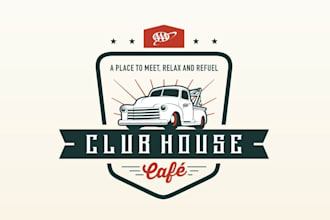 design a vintage and awesome logo for your cafe or clubhouse
