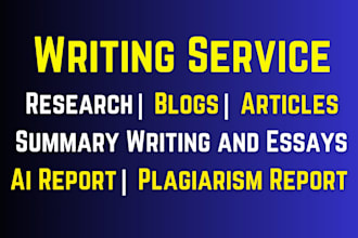 do blog writing, case study, research writing, executive summary writing article