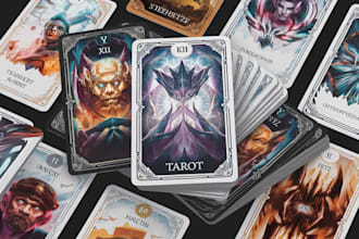 design card game art, tarot, poker card, tcg, oracle, playing cards, board game
