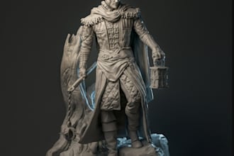 design 3d poseable stl figure, 3d ttrpg model, statue 3d print zbrush minis file
