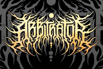 dark typography logo and lettering, metal, y2k, psychedelic