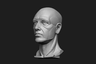 sculpt a 3d head model, character model for 3d printing