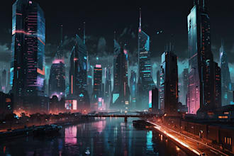 do cyberpunk futuristic city art