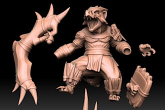 custom 3d figure, tabletop model, articulated figure, and mins model in blender