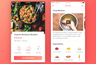 develop cooking recipes app, restaurant app, food delivery app, grocery app