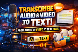 professionally transcribe audio and video to text