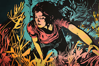 draw high quality illustration in linocut style