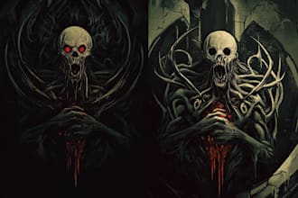 create dark art, horror or skull artworks illustration