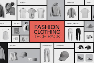 create professional clothing tech packs with detailed flat sketches for fashion