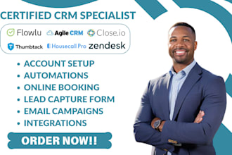 flowlu agile crm thumbtack housecall pro close io leadsquared automation zendesk