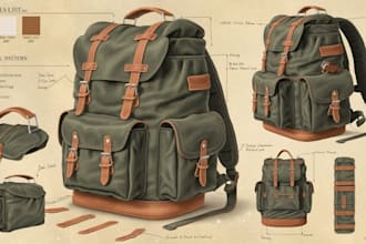 bag tech pack for handbags, purses, wallets, duffel, high quality and detailed
