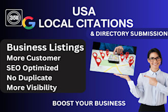 do 350 USA local citation directory submission  google map listing gmb local seo
