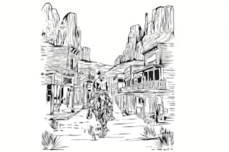 create a vintage western style logo illustration