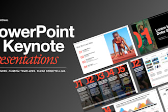 design powerpoint presentations, investor pitch decks, and keynote presentations