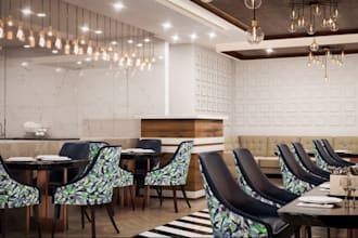 design 3d cgi restaurant interior,dinner bar, coffee, commercial d5 render, mart