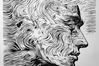 draw a line illustration, a linocut or an engraving