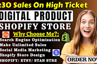 setup 7 figure shopify digital product store stan store etsy shop, online course