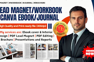design self help ebook, lead magnet, pdf design and workbook, journal design