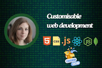 website development as full stack web developer, front end, backend developer
