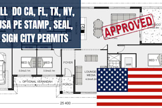 do texas, california, florida pe stamp, city permit structural floor plan, hvac