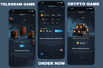 create crypto telegram mini game app ai game bot with smart contract python