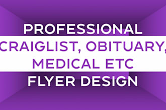 design  flyer poster obituary,medical etc one pager for your exhibition