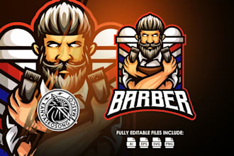make mascot salon barber shop logo within 24 hours
