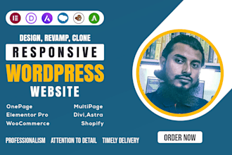design wordpress website, landing page by elementor pro,divi,astra pro or beaver