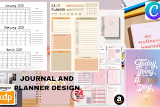 design custom amazon KDP journal notebook ebook planner low content book cover