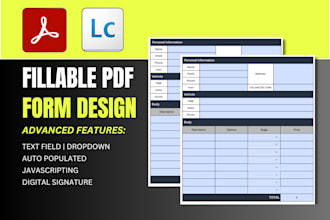 design editable, fillable,clickable pdf form and interactive document or invoice