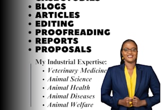 write on veterinary medicine, animal diseases, health, nutrition, and welfare